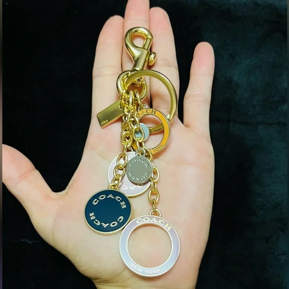 NEW COACH Multi Charm Circles Cluster Key Ring Keychain FOB NEW 1596 - Picture 6 of 7